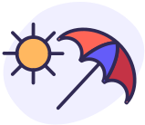 sun and red and blue umbrella 